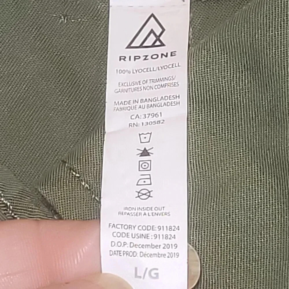 Ripzone Cypress Green NWT Short Sleeve Button Down Romper Size  Large - Picture 2 of 11